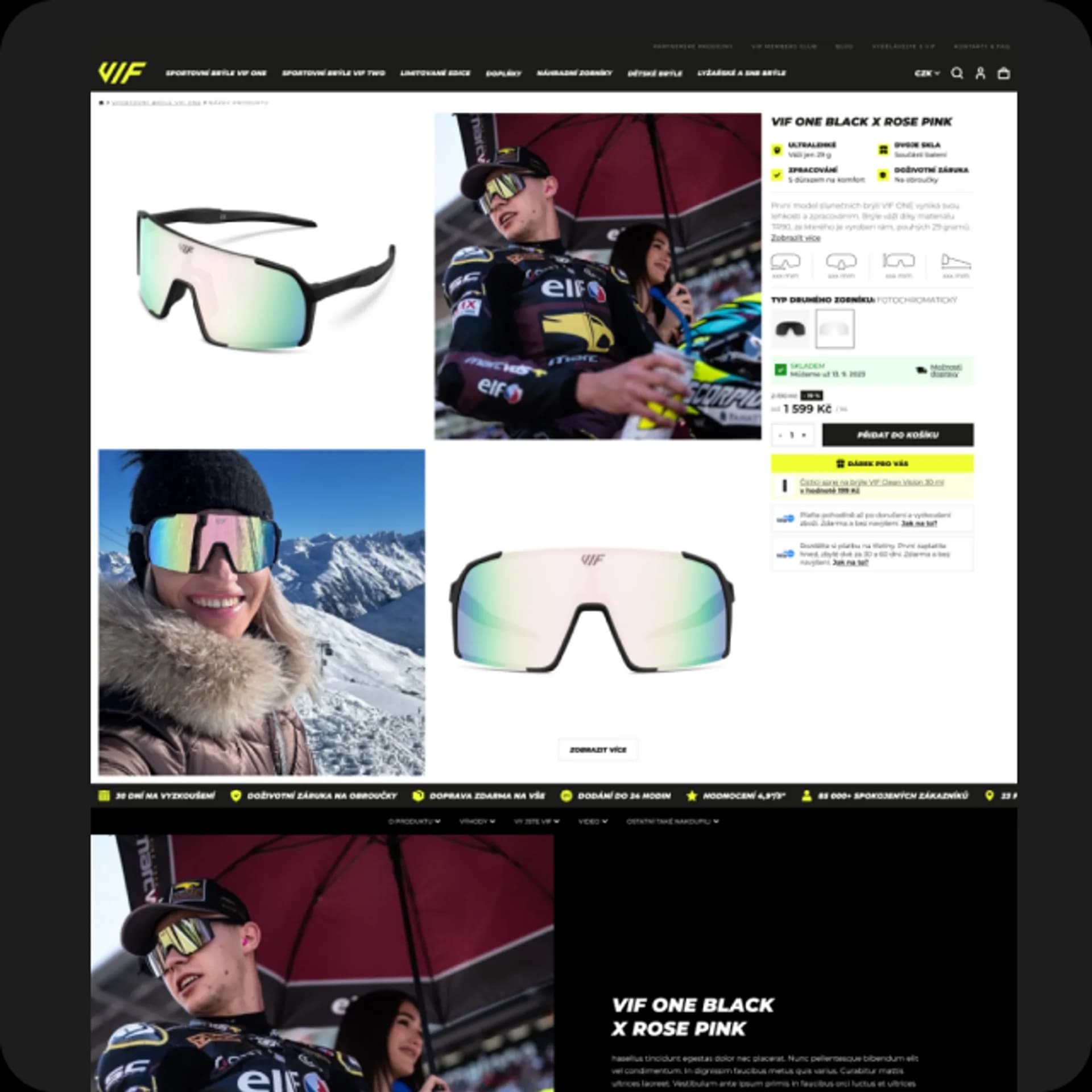 VIFSports e-shop výpis produktů