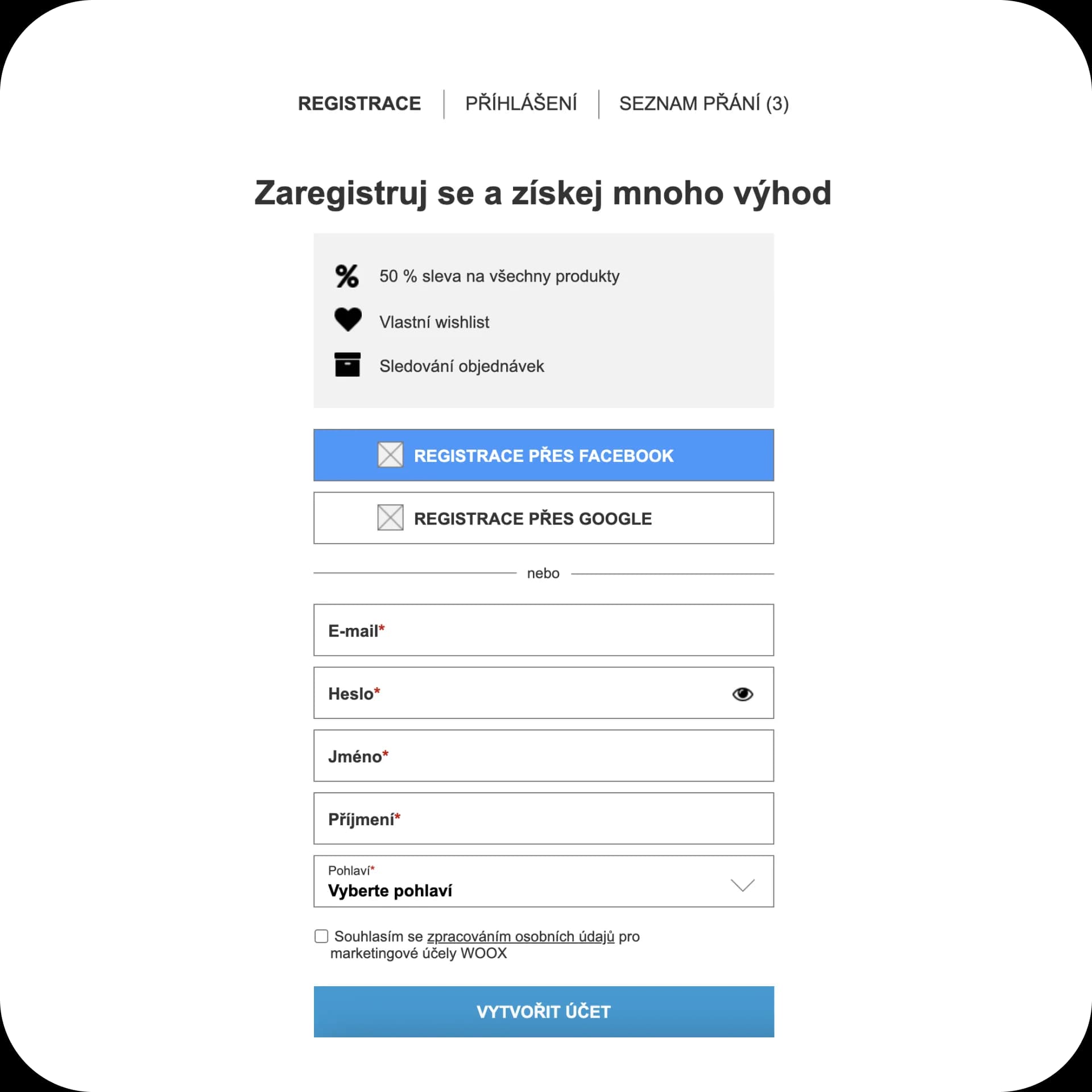 Registrace a výhody klubu